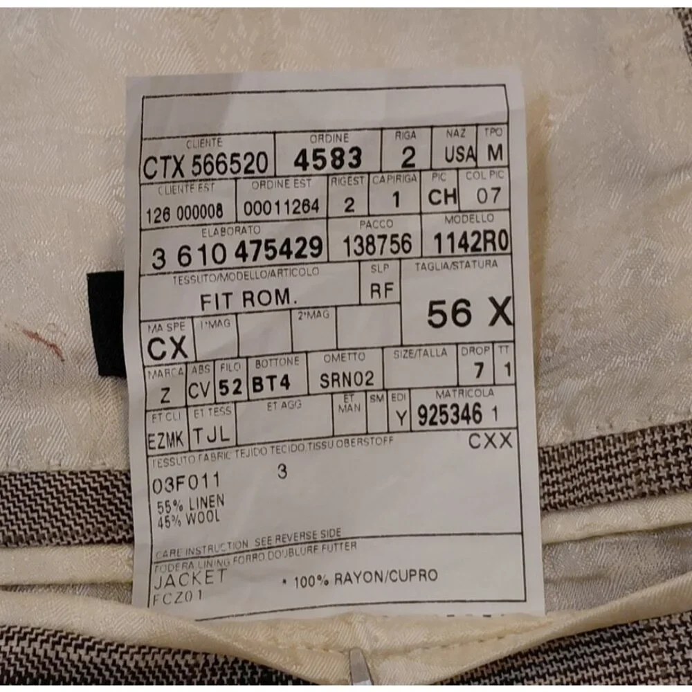 Baumans Ermenegildo Zegna Blazer Sport Coat 3-Button Linen Wool Checked‎ Blazer